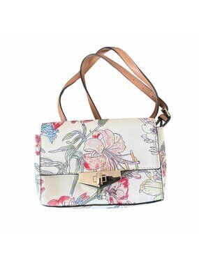 Floral Print Crossbody Bag With Adjustable Strap & Gold-Tone Clasp By APT9